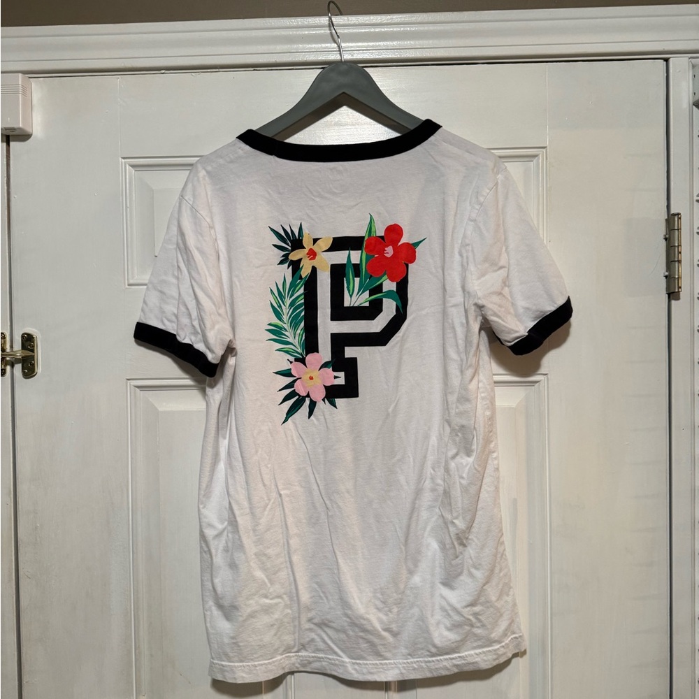 PINK Victoria's Secret Black and White Ringer tee - Picture 2 of 3